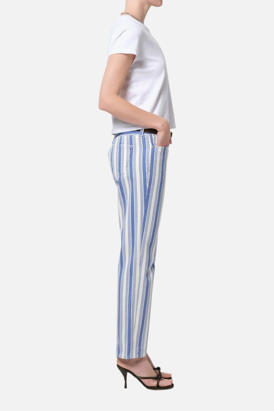 Citizens of Humanity Anissa Straight Leg Jeans in Mar Stripe – on model