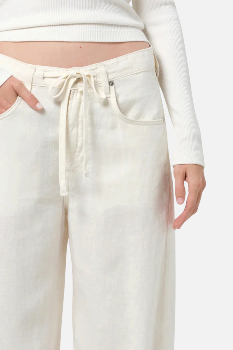Citizens of Humanity Brynn Drawstring Trouser in Vanilla – back view