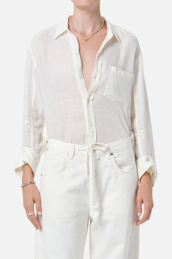 Citizens of Humanity Kayla Shrunken Linen Shirt in Vanilla