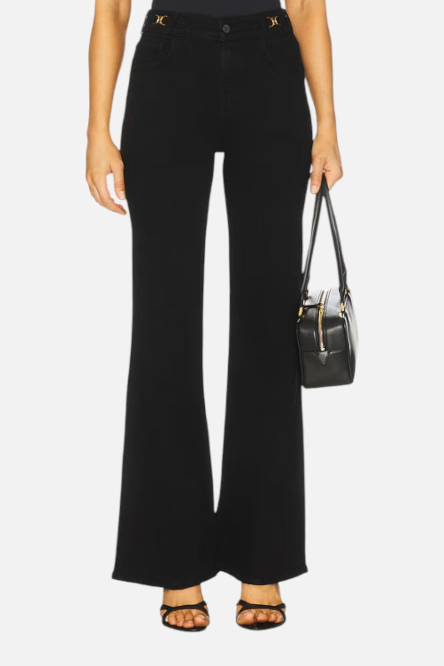 Citizens of Humanity Kimberly Flare with Horsebit in Rich Black – on model
