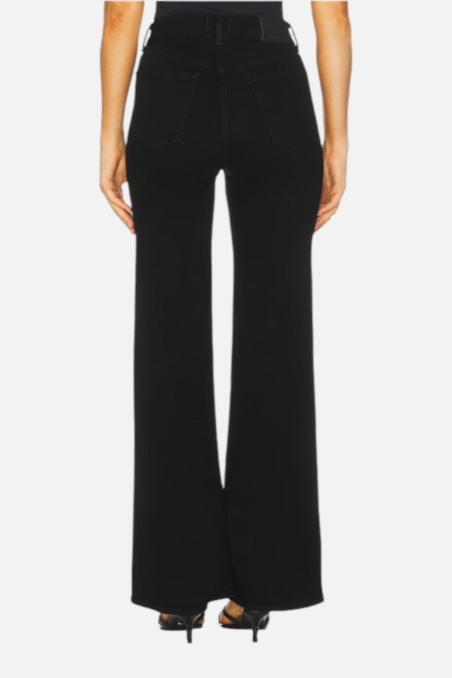 Citizens of Humanity Kimberly Flare with Horsebit in Rich Black – on model