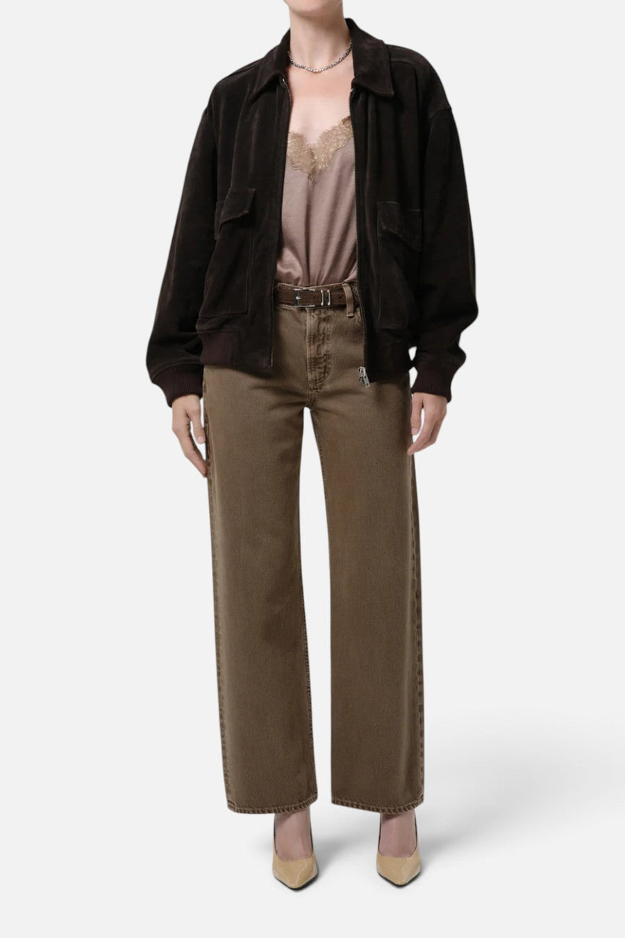 Citizens of Humanity Lindz Easy Straight Leg Jean in Cocoa – front view