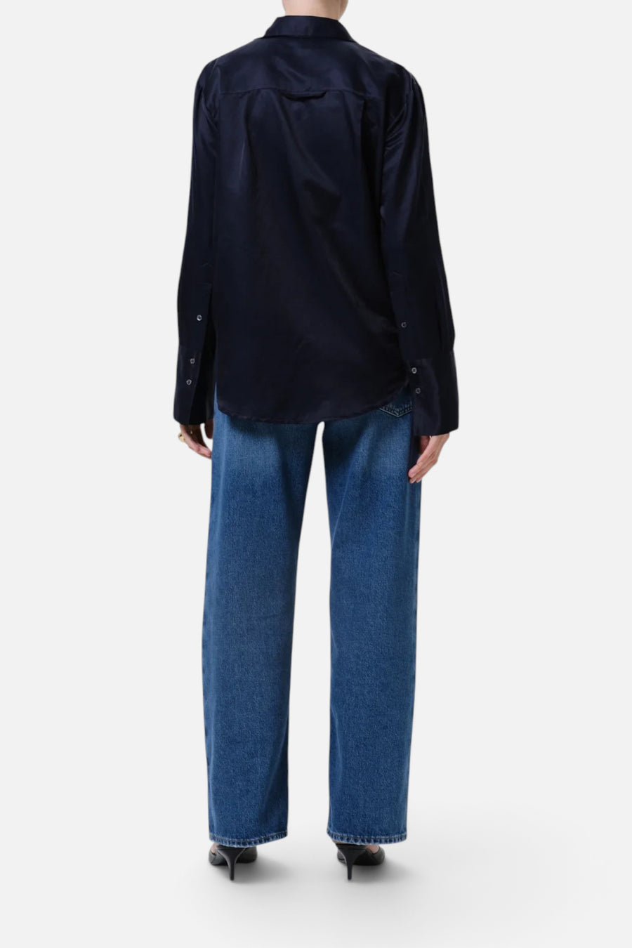 Citizens of Humanity Lindz Easy Straight Tuxedo Stripe in Liro – back view