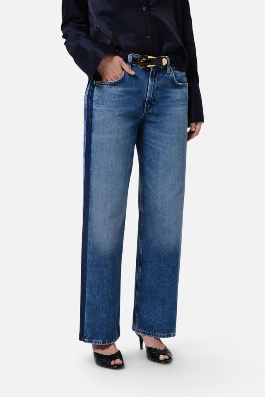 Citizens of Humanity Lindz Easy Straight Tuxedo Stripe in Liro – detail