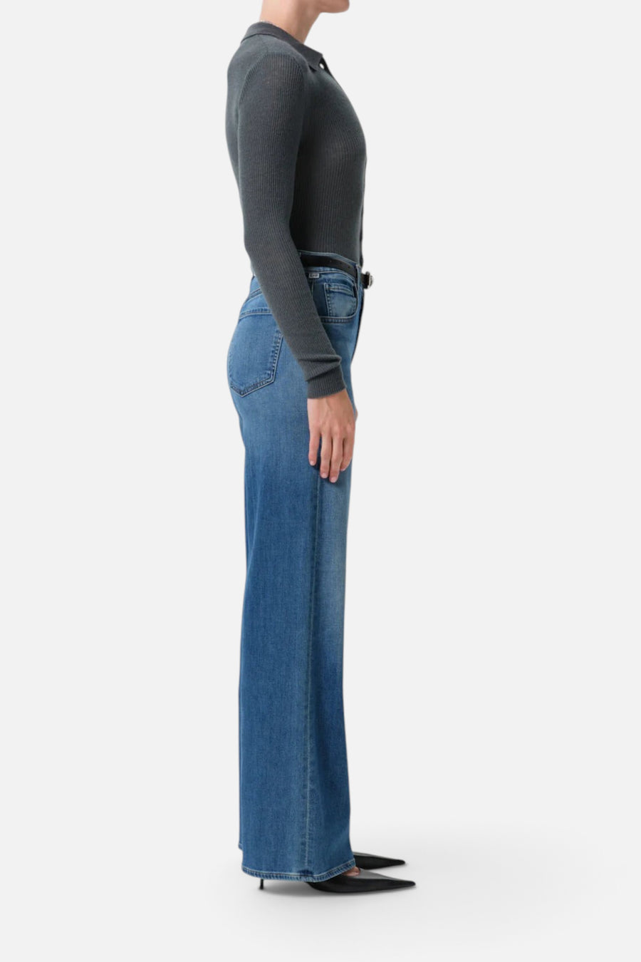 Citizens of Humanity Lyra High-Rise Wide-Leg Jean in Candlelight – detail