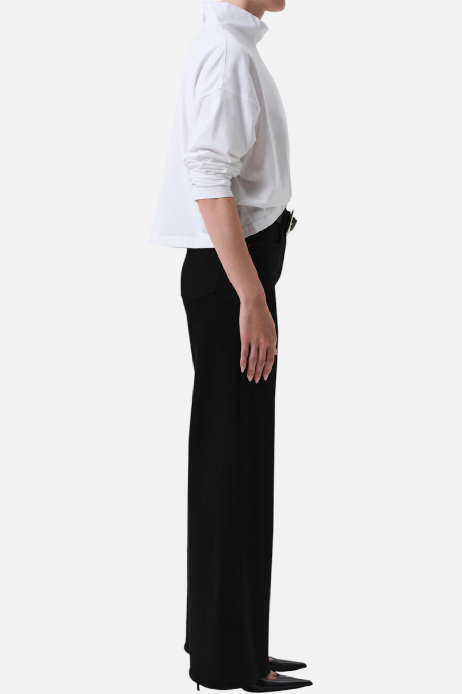 Citizens of Humanity Lyra Long Wide Leg Jean in Plush Black – back view