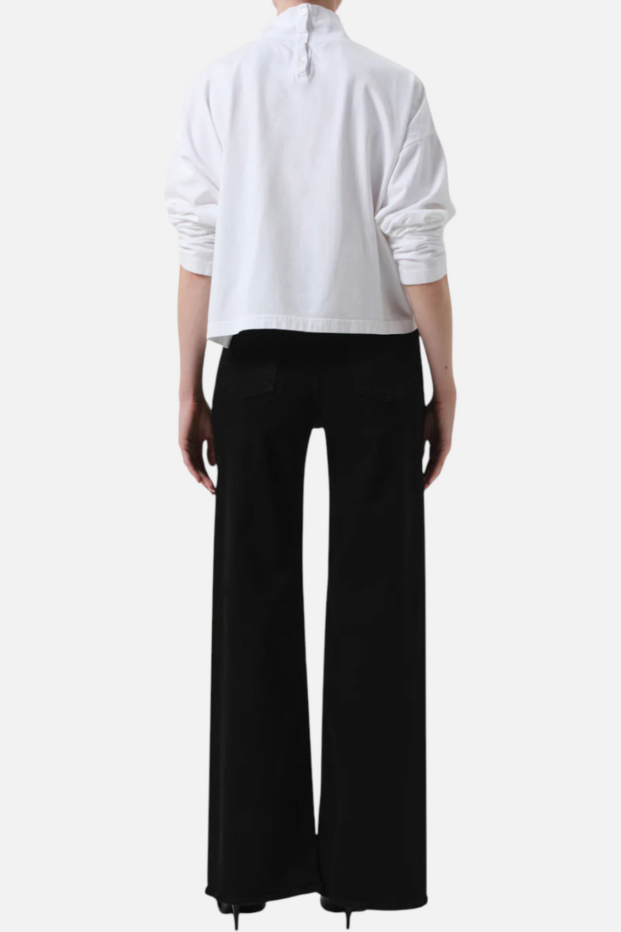 Citizens of Humanity Lyra Long Wide Leg Jean in Plush Black – side view