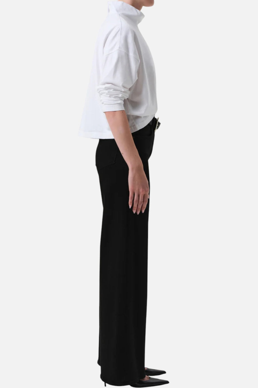 Citizens of Humanity Lyra Long Wide Leg Jean in Plush Black – side view