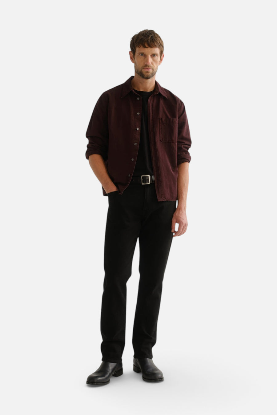 Citizens of Humanity Men's Elijah Straight Cashmere Denim in Starless – on model