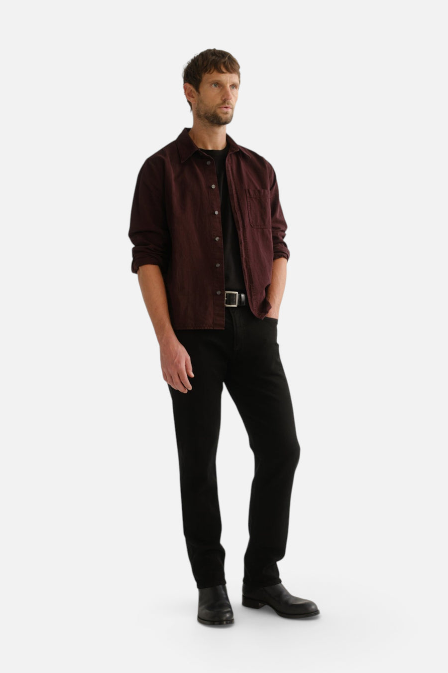 Citizens of Humanity Men's Elijah Straight Cashmere Denim in Starless – on model