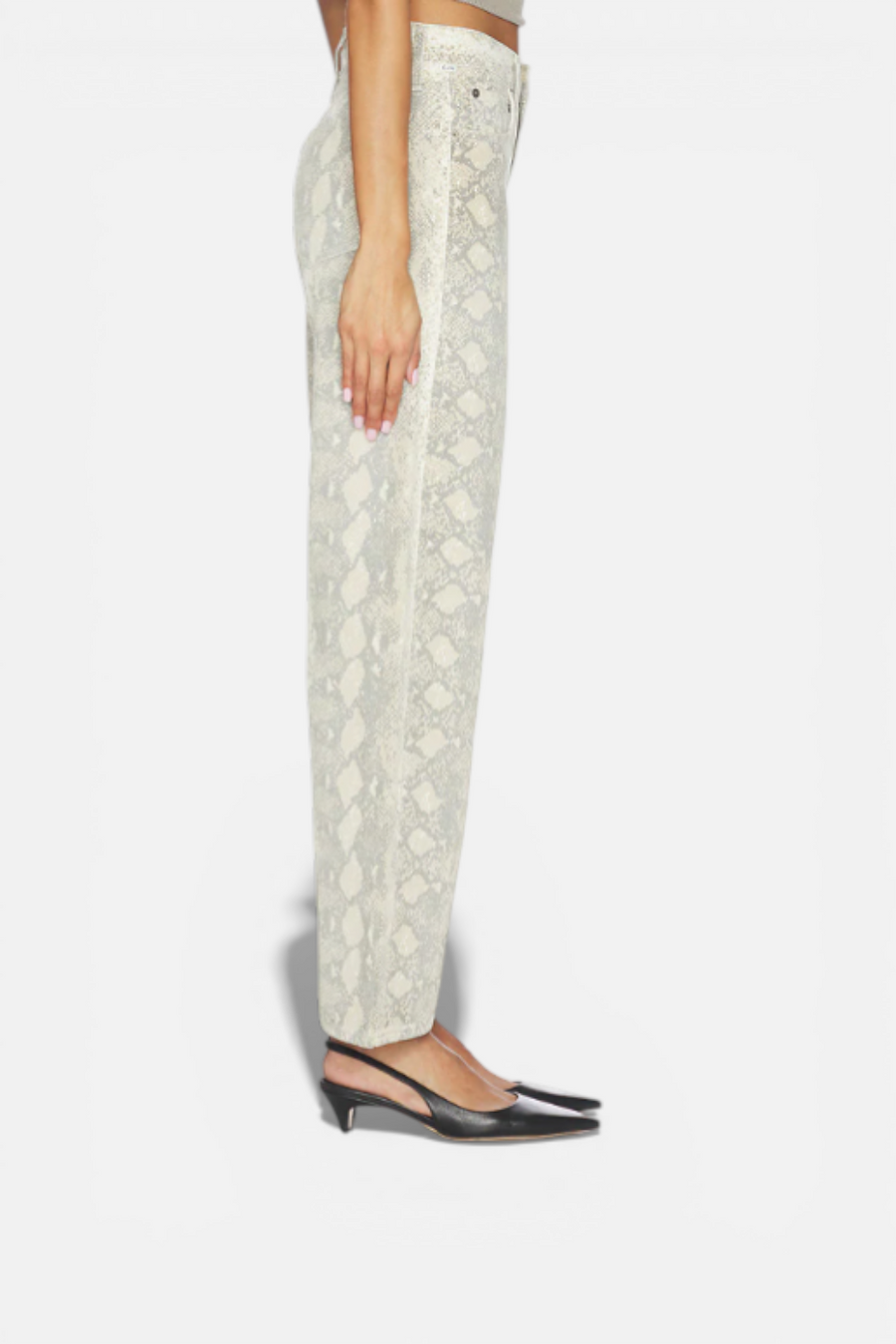 Citizens of Humanity Miro Long 29" Relaxed Jean in Grey Python – detail