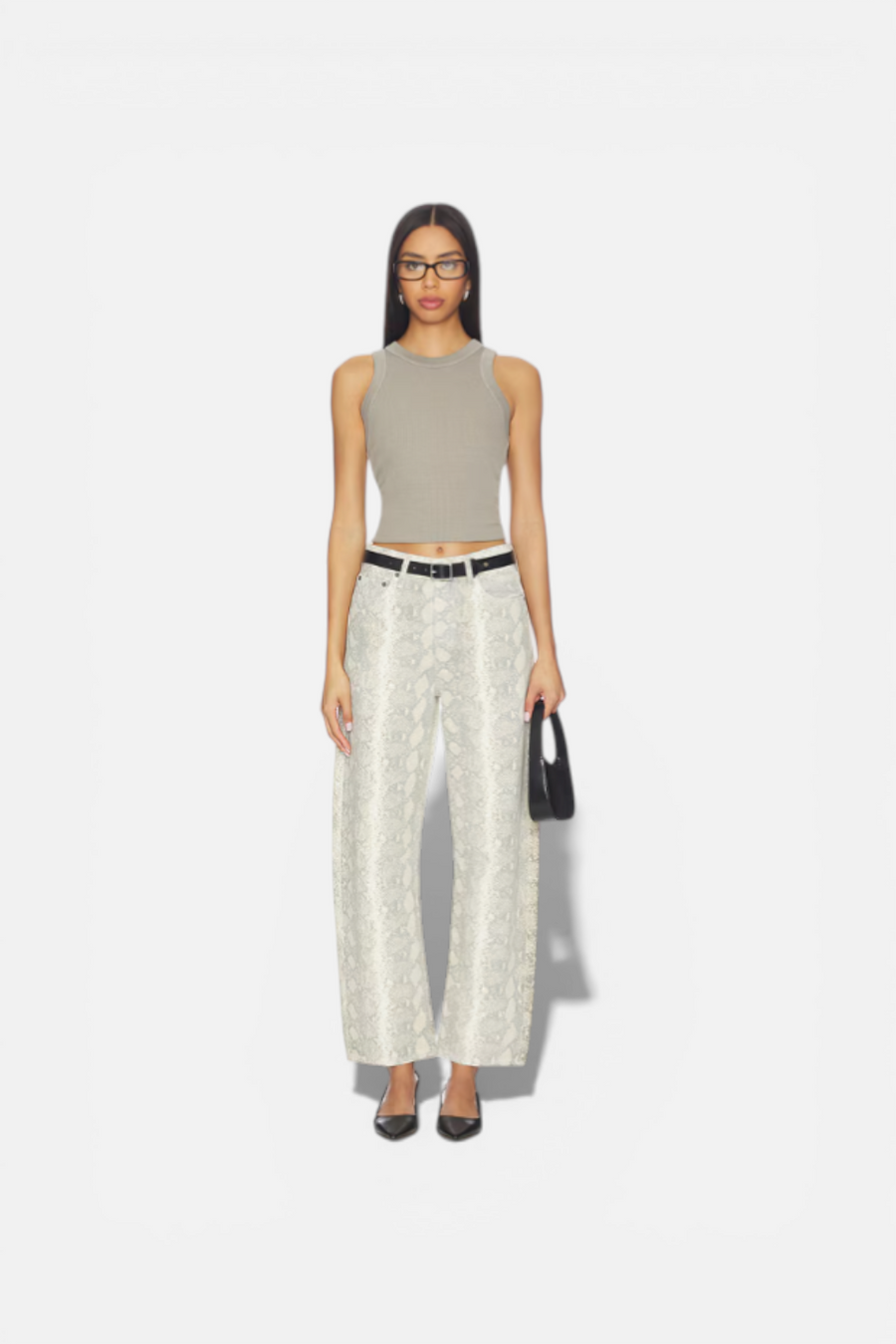 Citizens of Humanity Miro Long 29" Relaxed Jean in Grey Python – front view