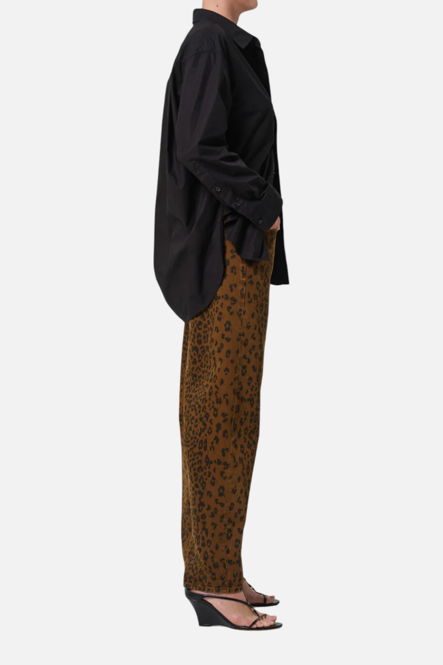 Citizens of Humanity Miro Long Relaxed Jean in Sepia Cheetah – back view