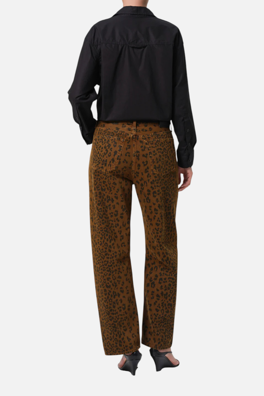 Citizens of Humanity Miro Long Relaxed Jean in Sepia Cheetah – side view