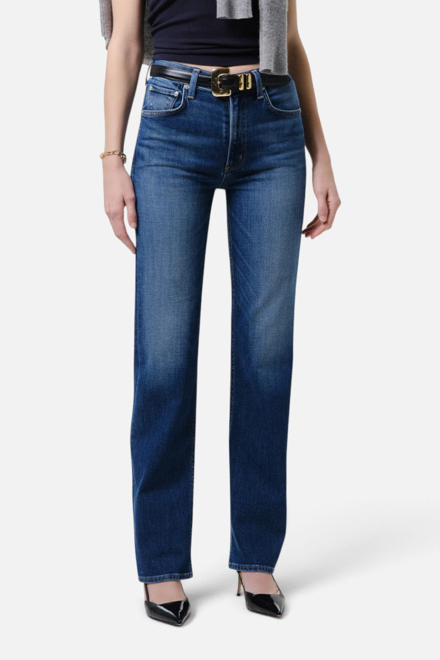 Citizens of Humanity Palma Straight Long Clean Hem Jean in Kitten – flat lay