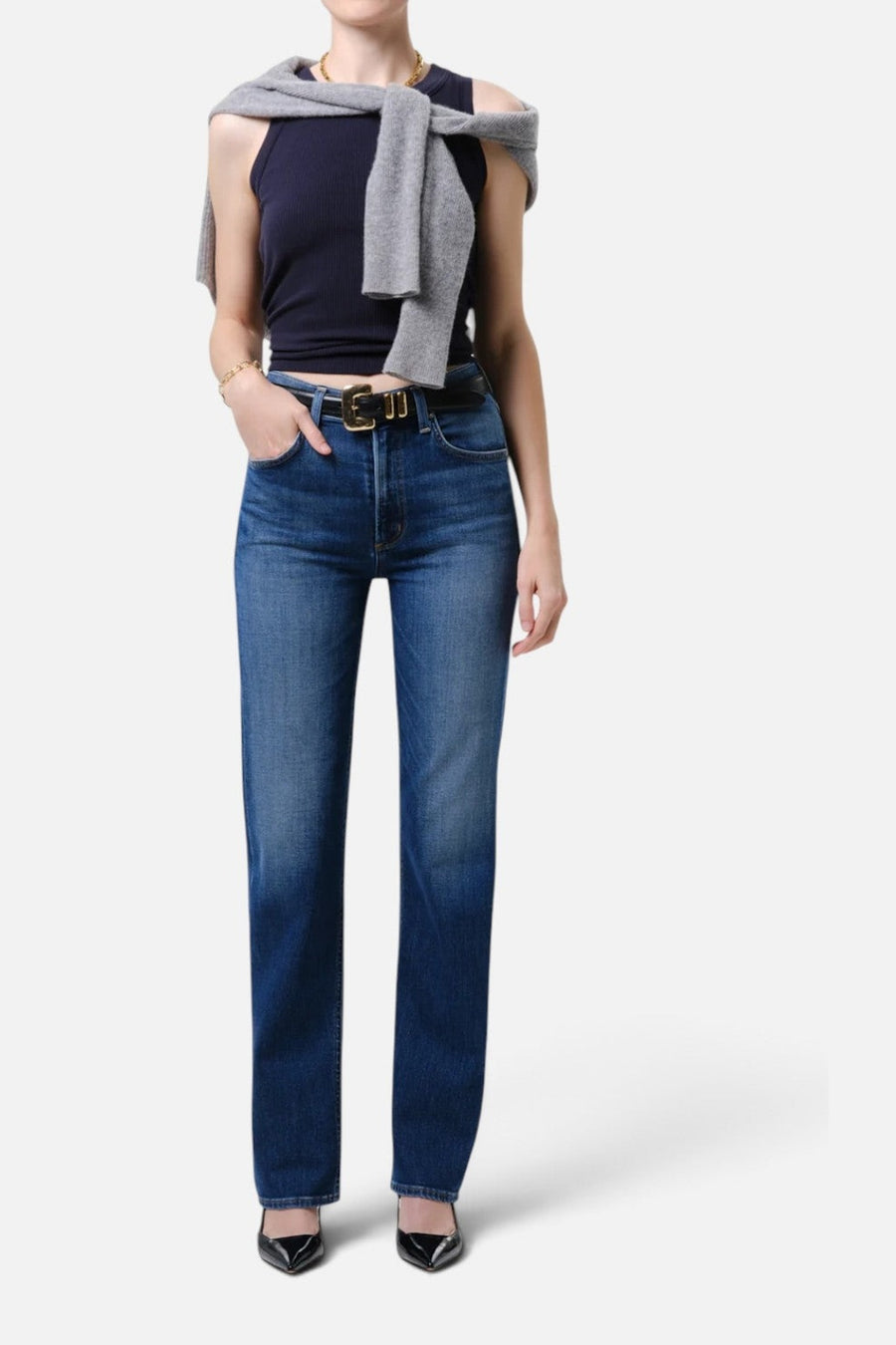 Citizens of Humanity Palma Straight Long Clean Hem Jean in Kitten – on model