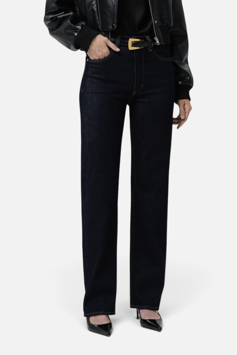 Citizens of Humanity Palma Straight Long Jean in Inky Rinse – side view