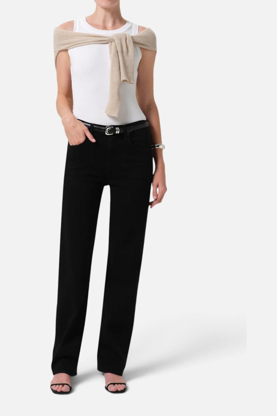 Citizens of Humanity Palma Straight Long Jean in Starless – on model