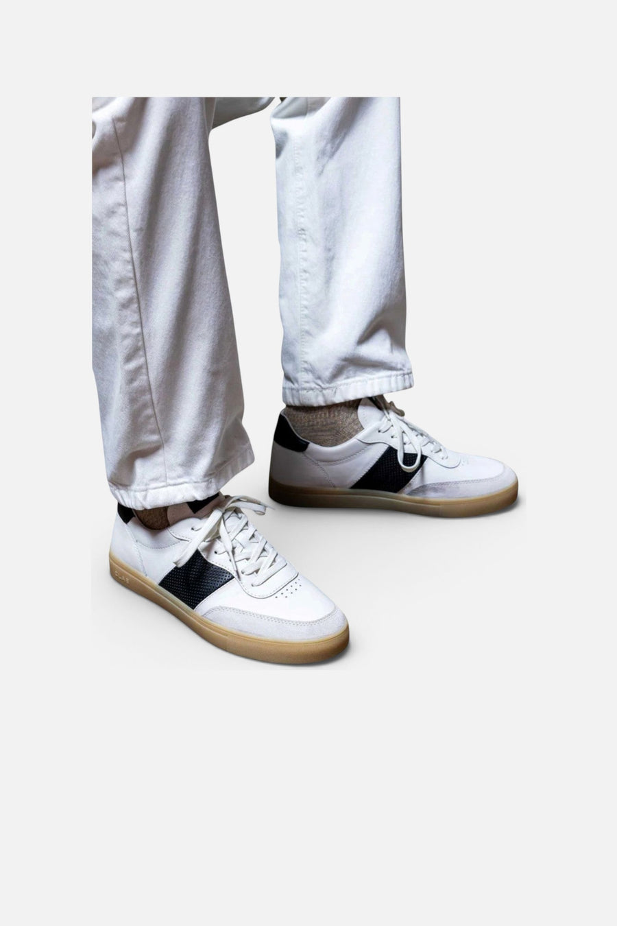 Clae Men's Davis in White Black Light Natural Gum – on model