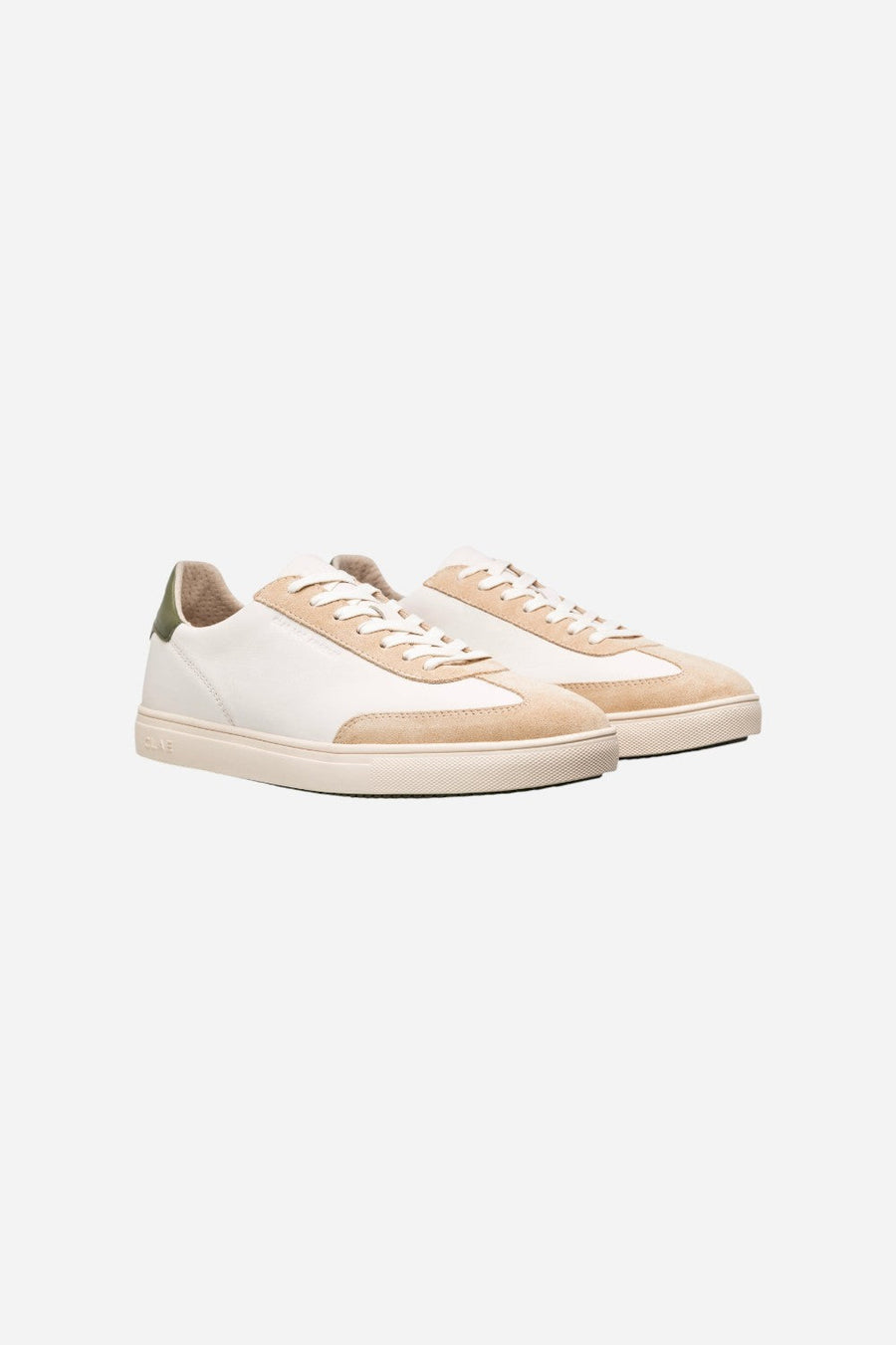 Clae Men's Deane Sneakers in Off White Vanilla Olive – back view