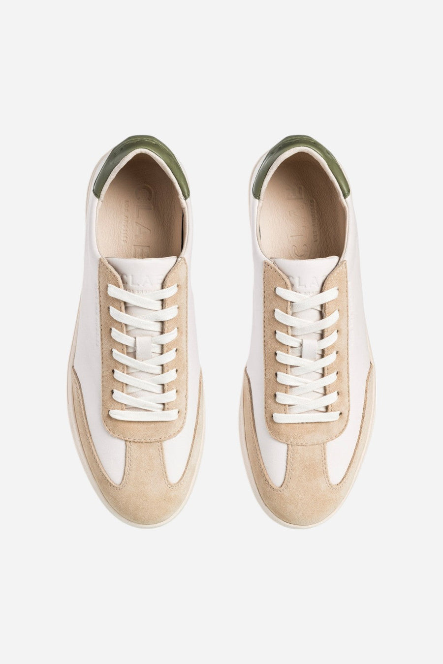 Clae Men's Deane Sneakers in Off White Vanilla Olive – flat lay