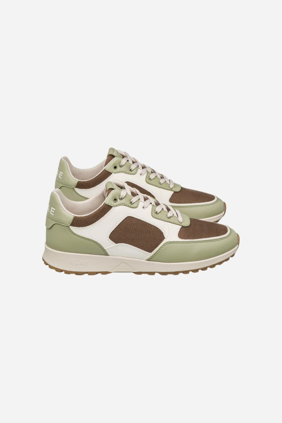 Clae Men's Joshua Cactus Sneakers in Sage White Brown – flat lay