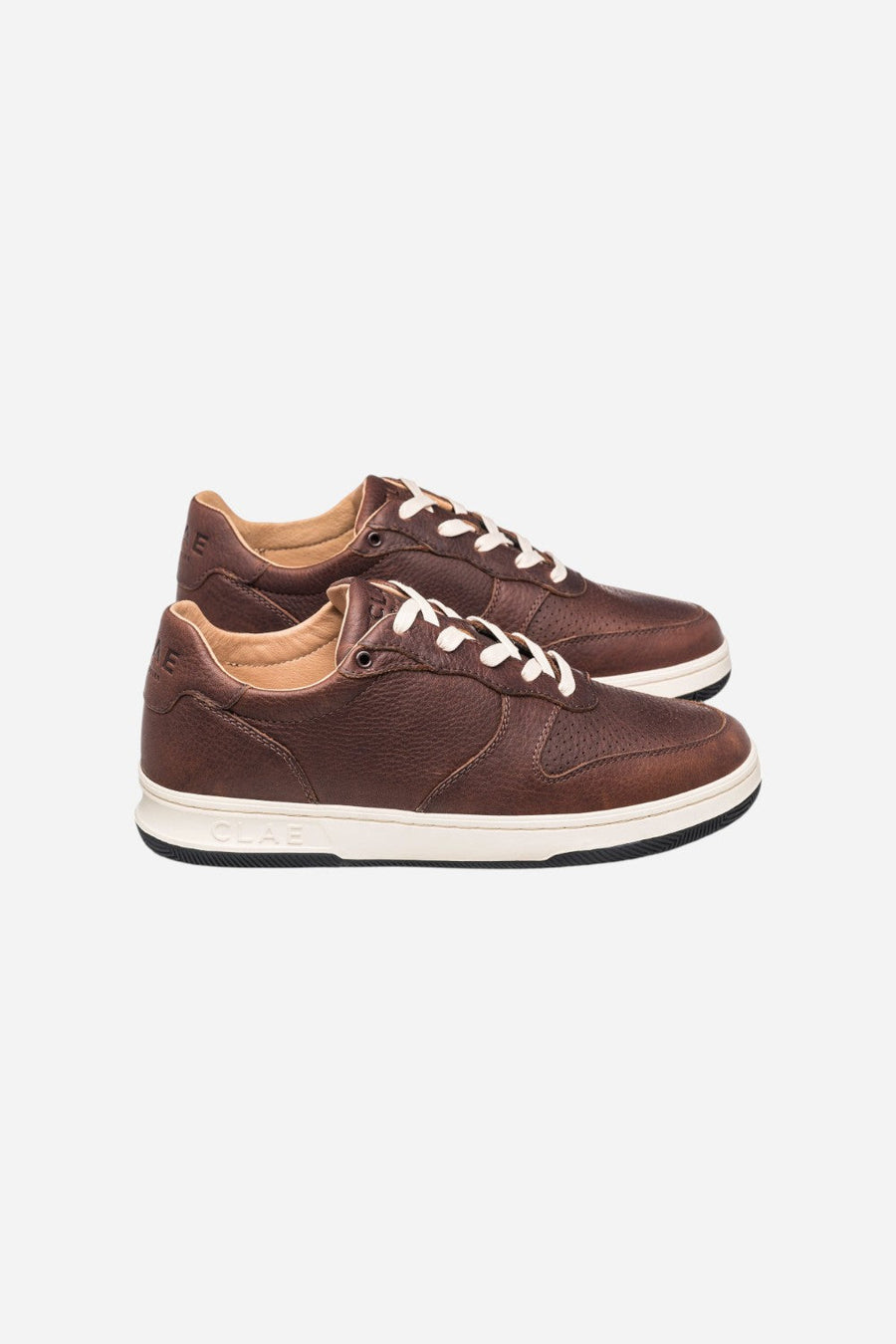 Clae Men's Malone Sneakers in Cocoa Leather – flat lay