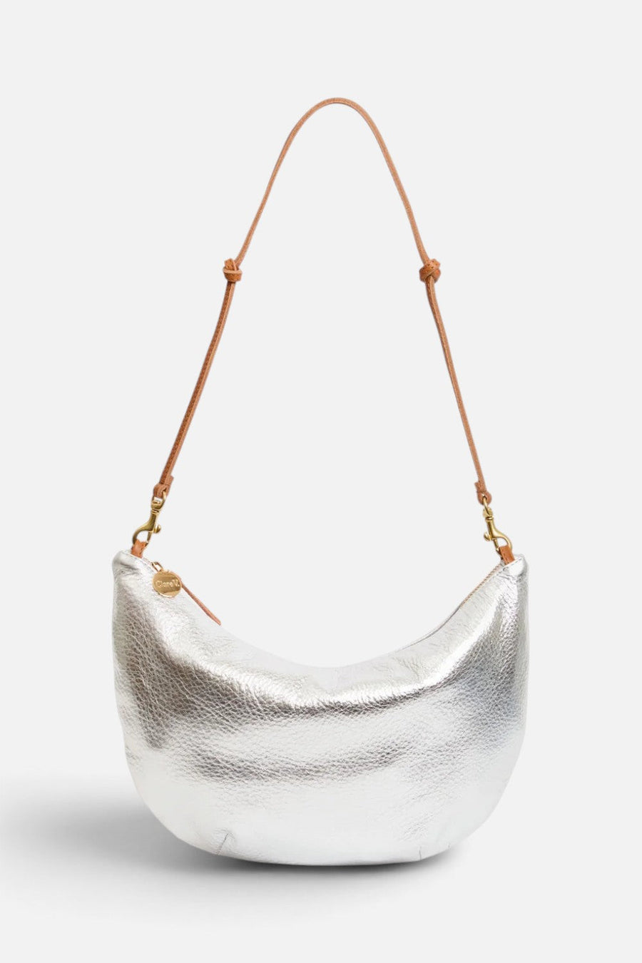Clare V Lune Lamba Handbag in Silver – front view