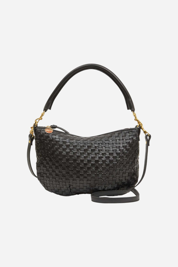 Clare V. Petit Moyen in Black Woven Checker