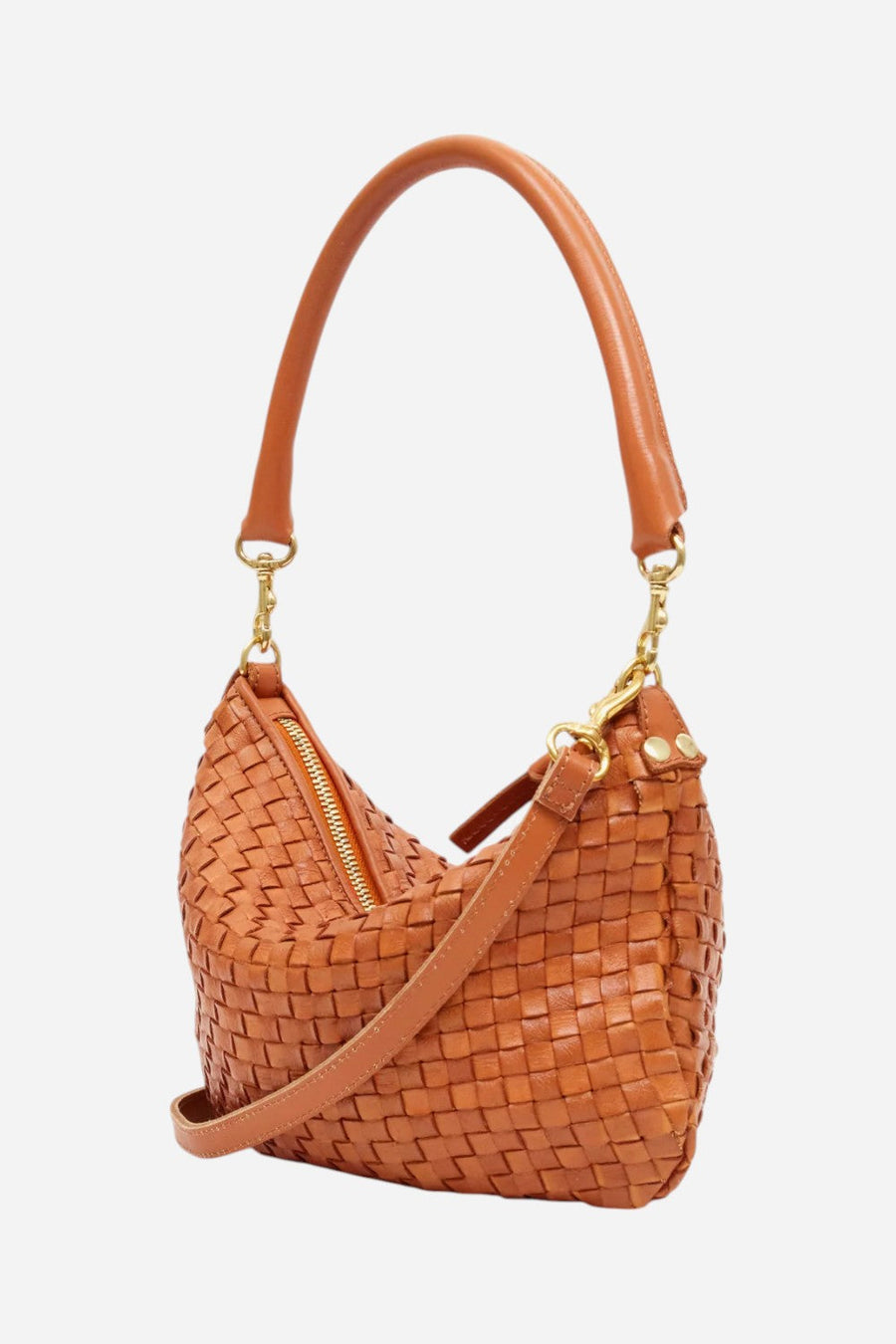 Clare V Petit Moyen in Natural Woven Checker – detail