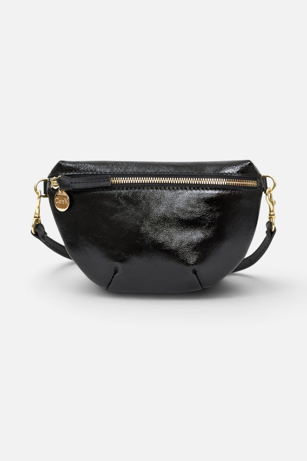 Clare V Petite Fanny in Black Crinkle Patent