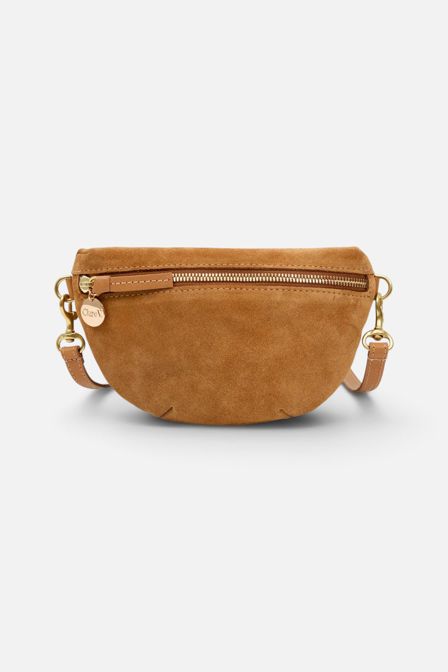 Clare V Petite Fanny in Caramel Suede – front view
