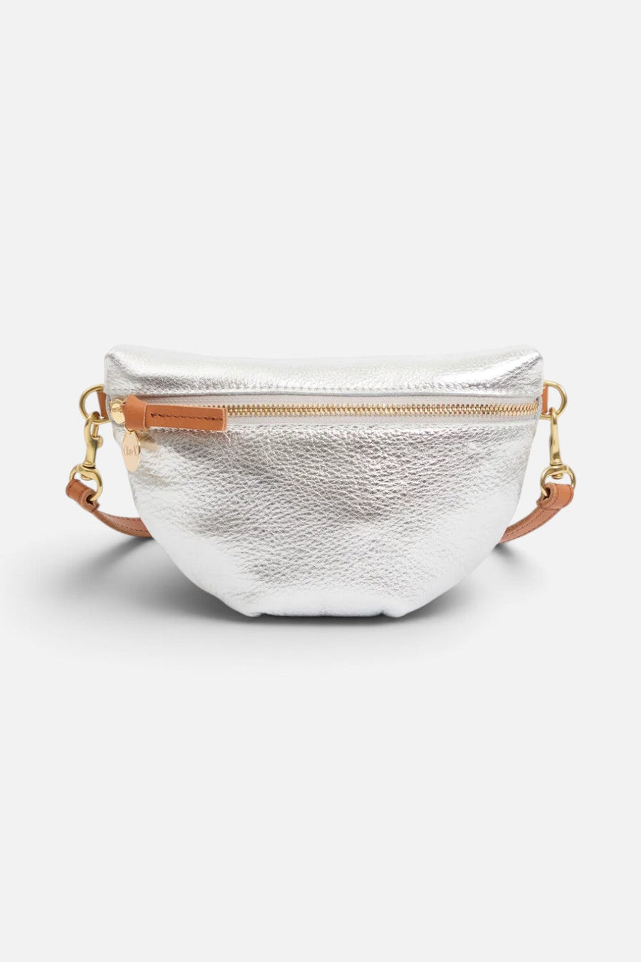 Clare V Petite Fanny Lamba Crossbody Handbag in Silver – front view