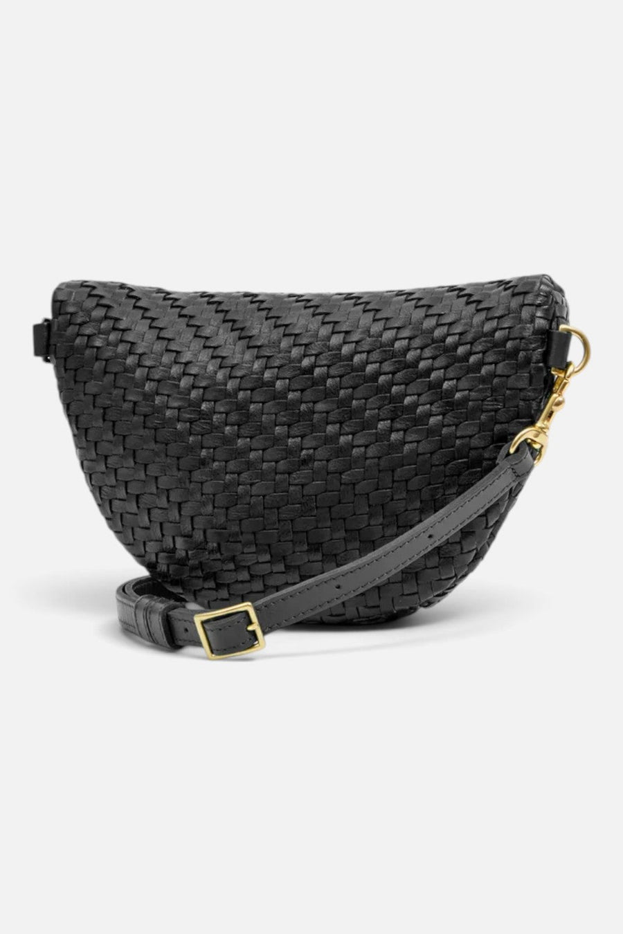 Clare V Petite Fanny Woven Zig Zag Crossbody Bag in Black – detail
