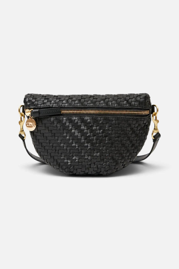 Clare V Petite Fanny Woven Zig Zag Crossbody Bag in Black