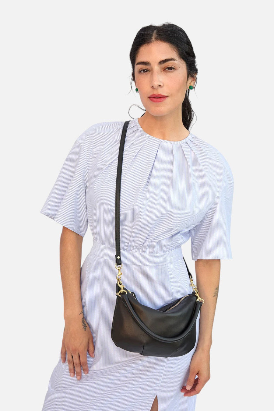 Clare V Petite Moyen Messenger Bag in Black – back view