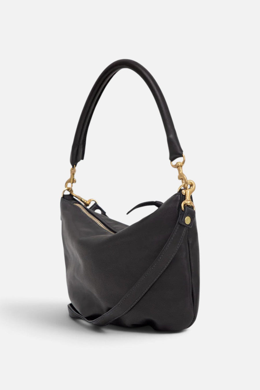 Clare V Petite Moyen Messenger Bag in Black – flat lay