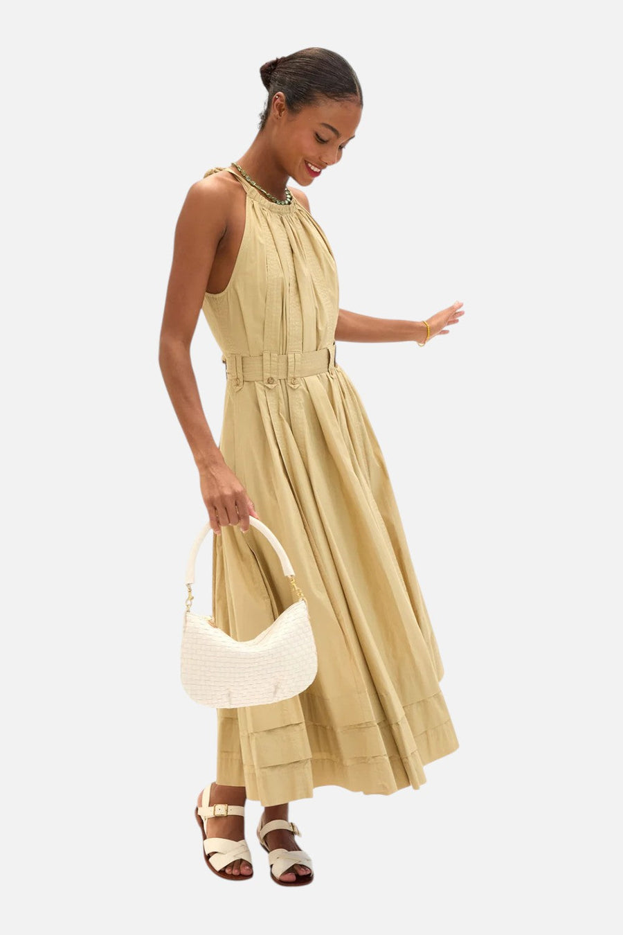 Clare V Petite Moyen Messenger Bag in Cream – detail