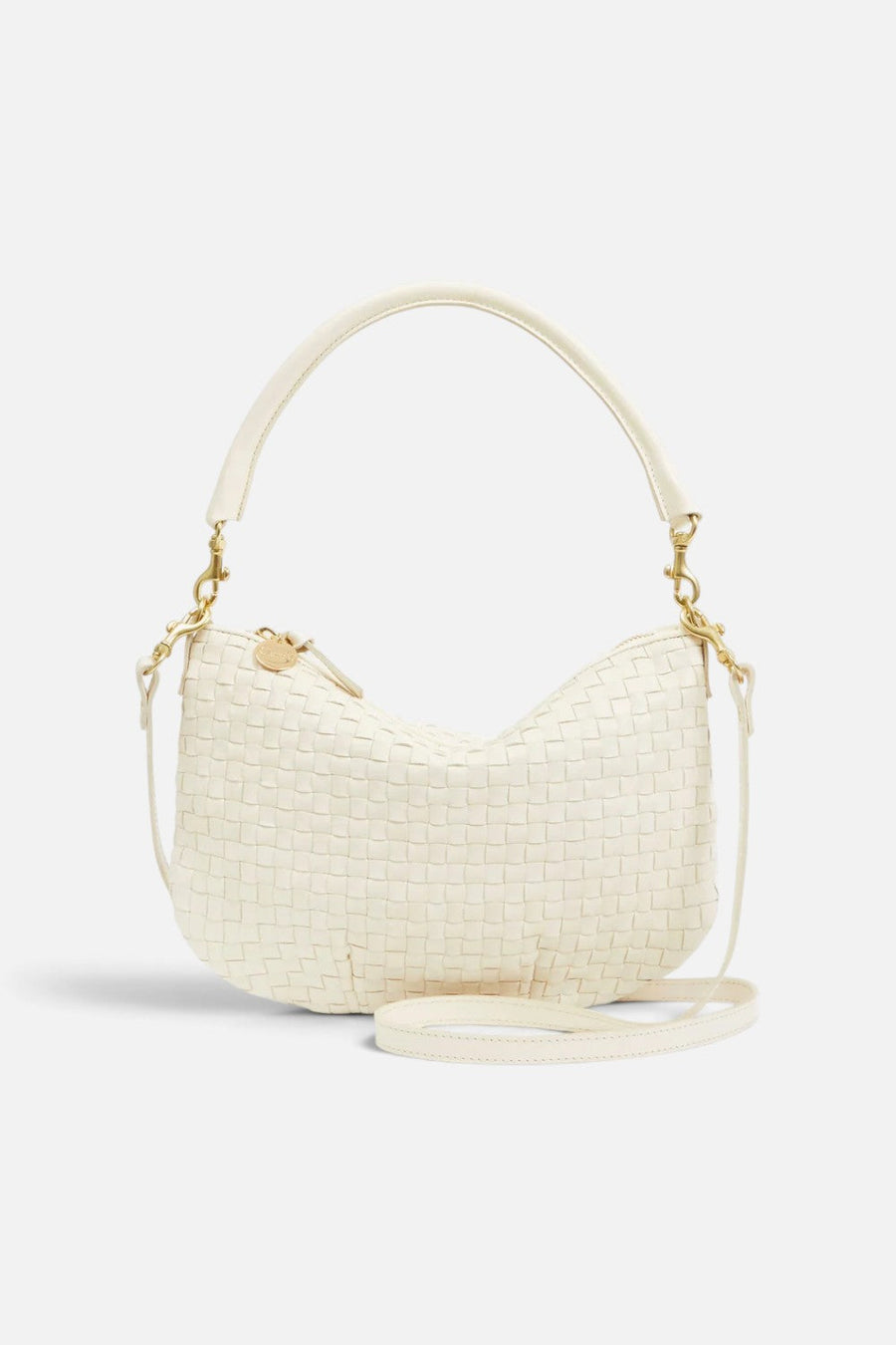 Clare V Petite Moyen Messenger Bag in Cream – front view
