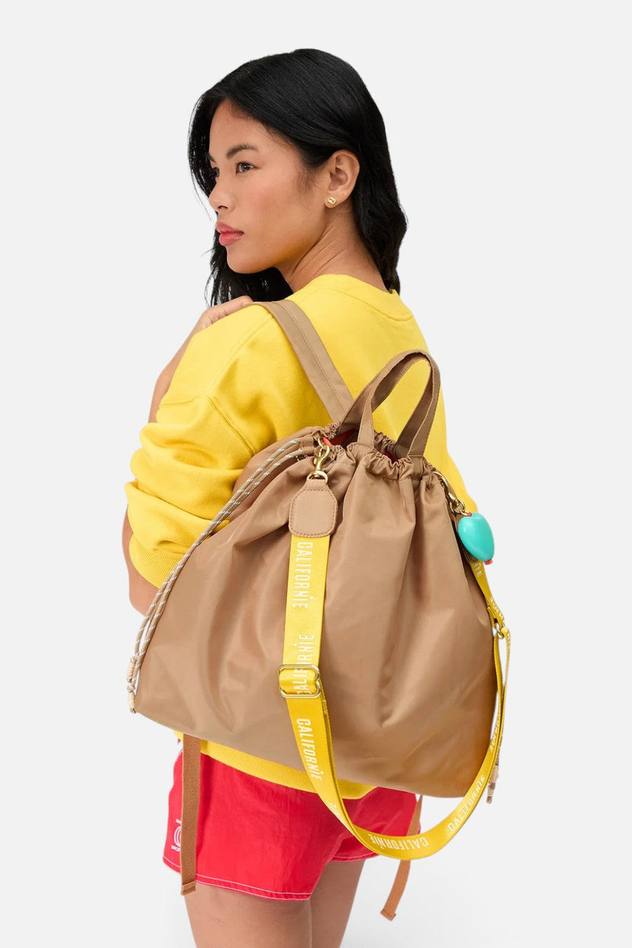 Clare V Sac Tout Nylon Backpack in Latte – back view