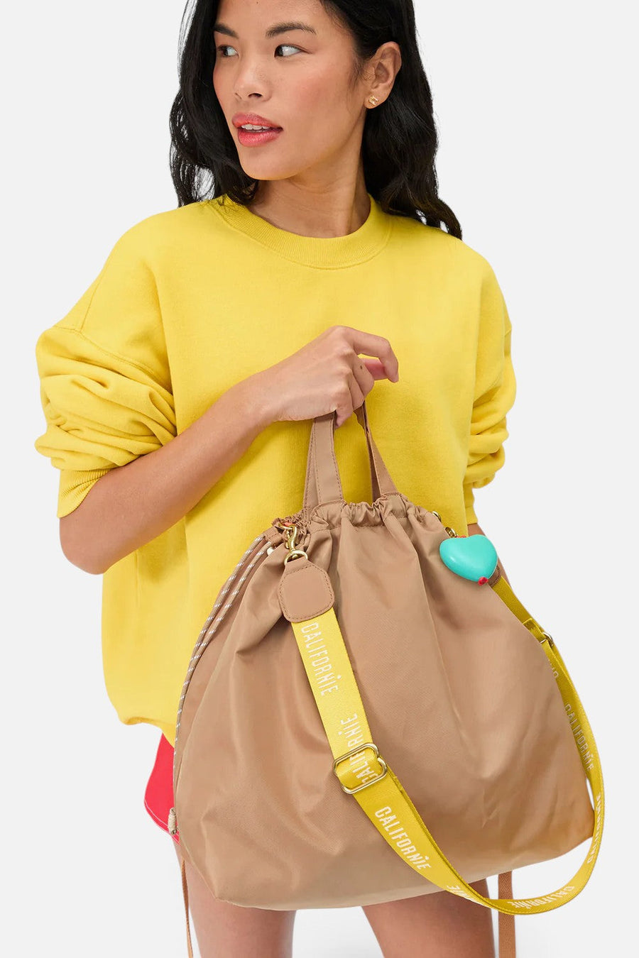 Clare V Sac Tout Nylon Backpack in Latte – side view