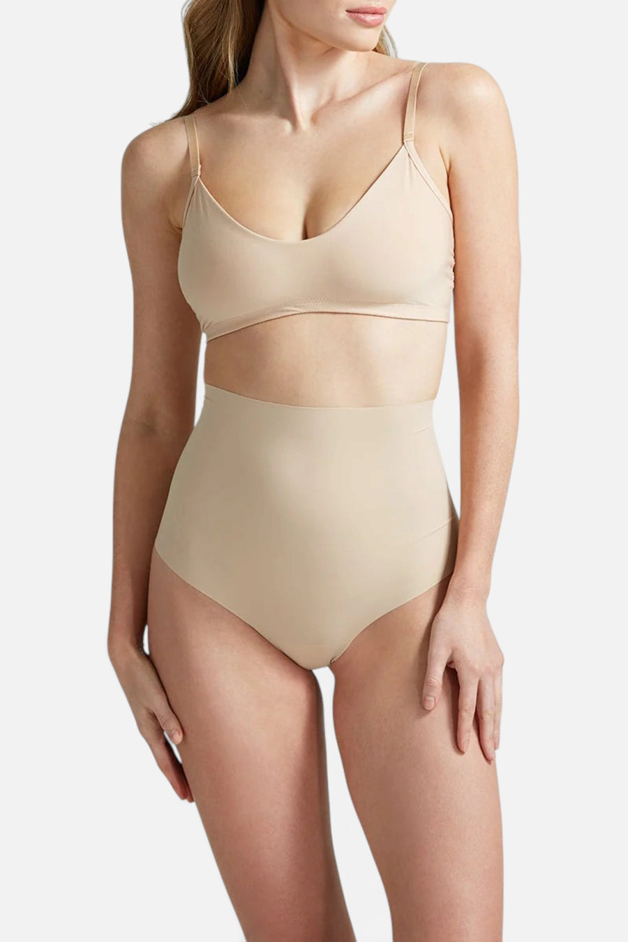 Classic Control Thong in Beige – front view