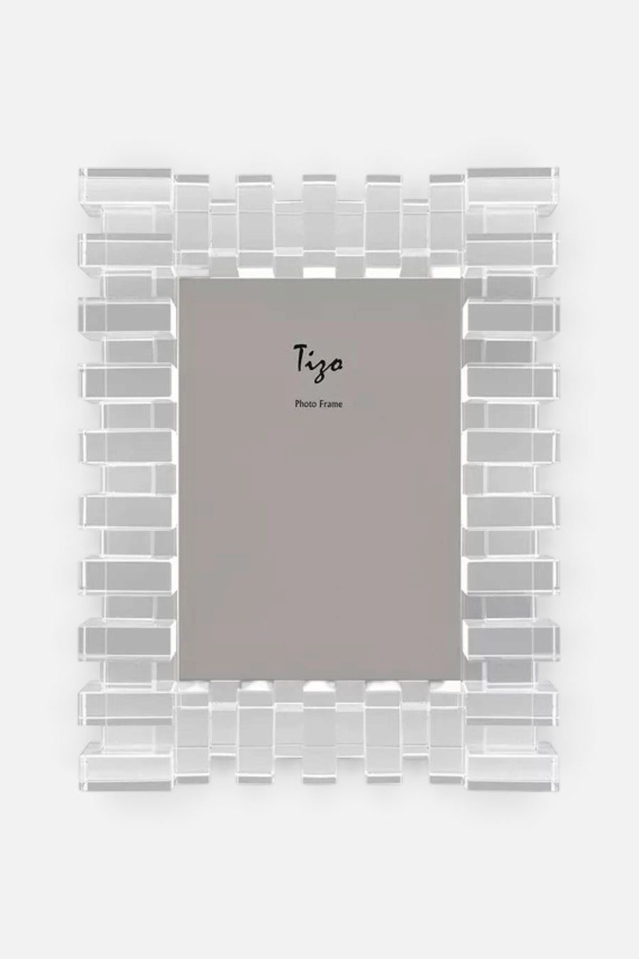 Clear Block Crystal Glass Picture Frame – front view