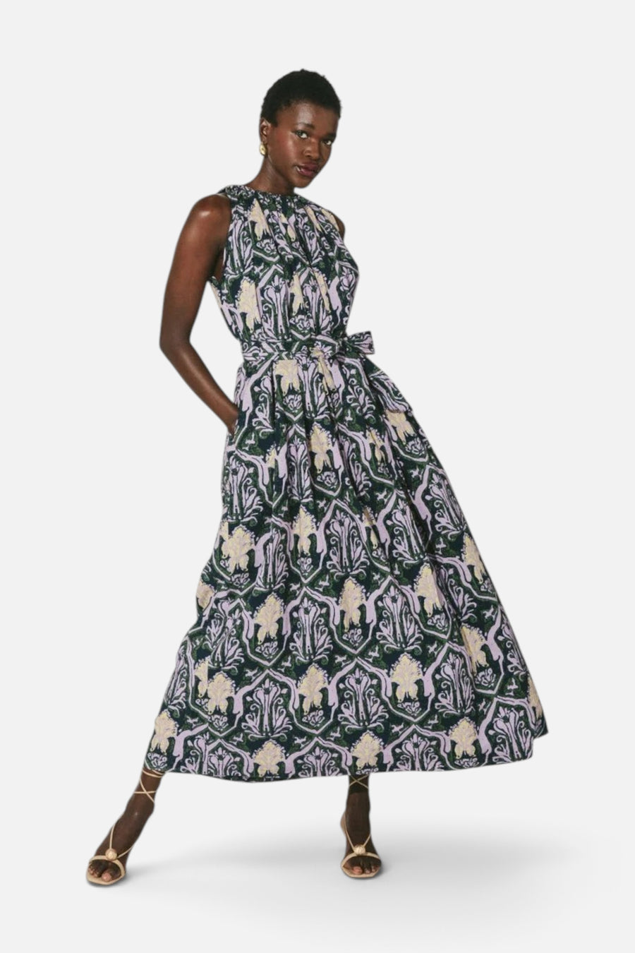Cleobella Becca Ankle Dress in Casablanca – front view