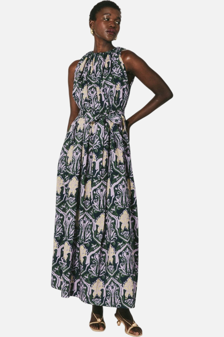 Cleobella Becca Ankle Dress in Casablanca – side view