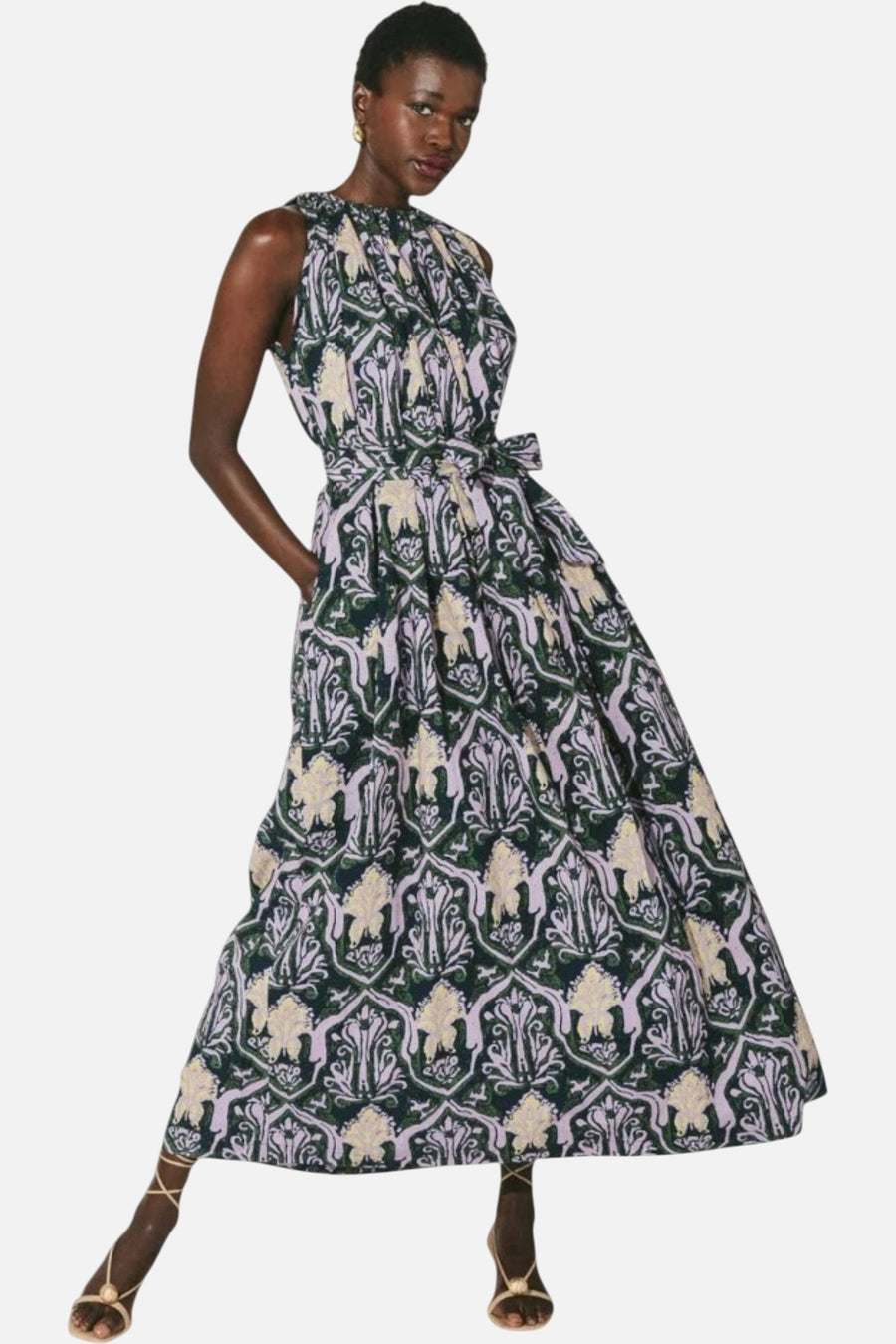 Cleobella Becca Ankle Dress in Casablanca – side view