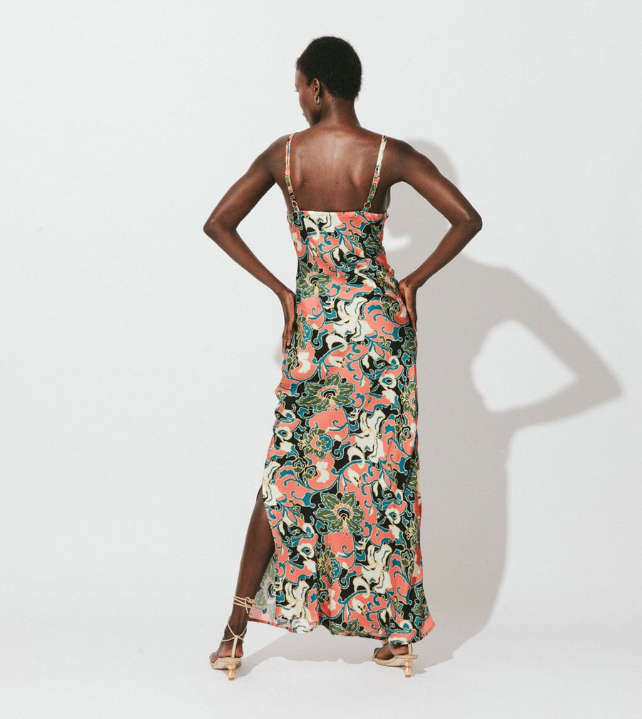 Cleobella Cadence Printed Ankle Dress in Gypsy Bloom – back view