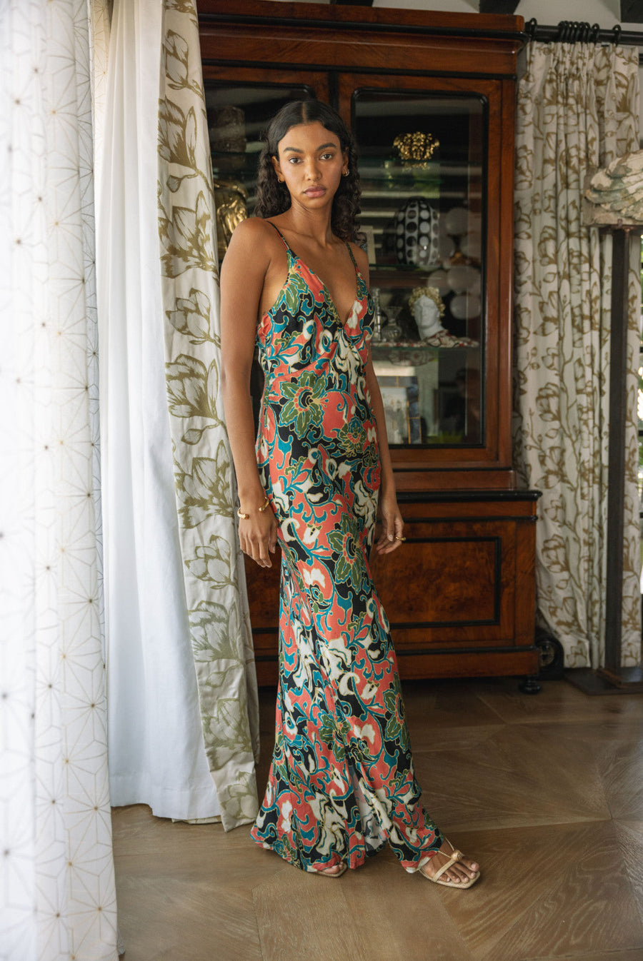 Cleobella Cadence Printed Ankle Dress in Gypsy Bloom – detail