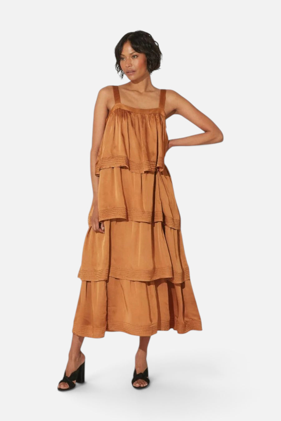 Cleobella Dasha Midi Dress in Bronze – front view