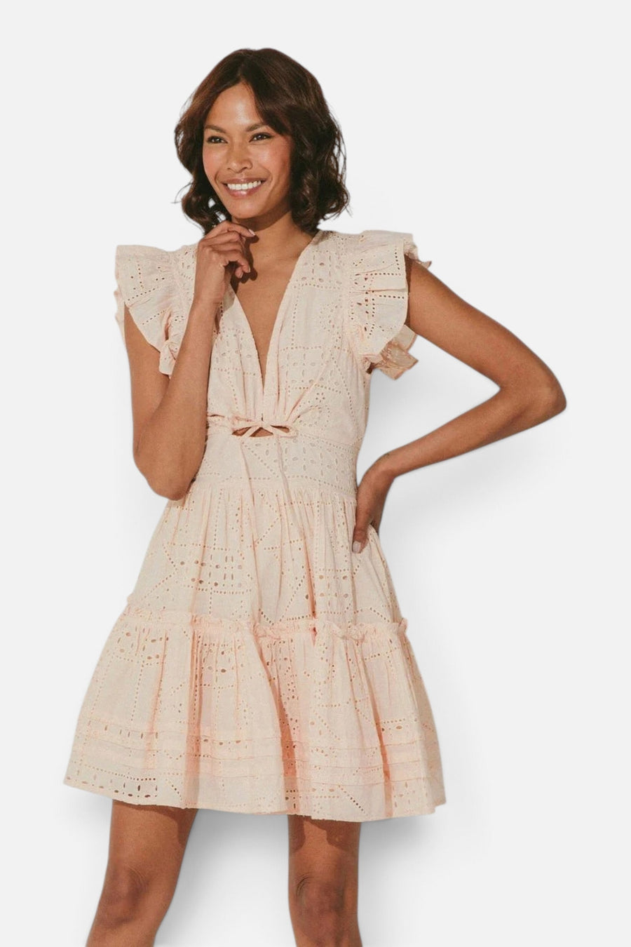 Cleobella Elle Mini Dress in Shell – side view